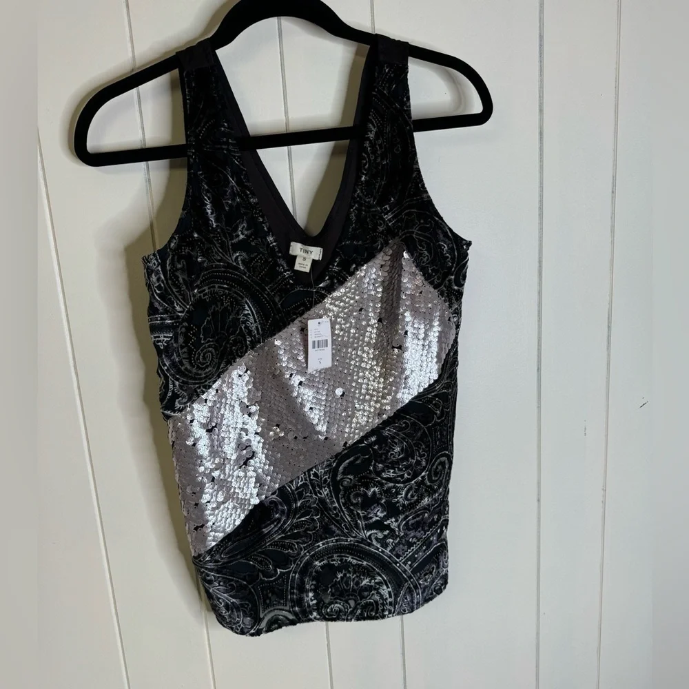 Anthropologie Tiny Cassandra Sequined Velvet Tank S